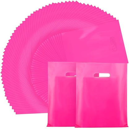 Kosiz 1000 Pcs Plastic Merchandise Shopping Bag Bulk 9 x 12'', Pink - color: Pink