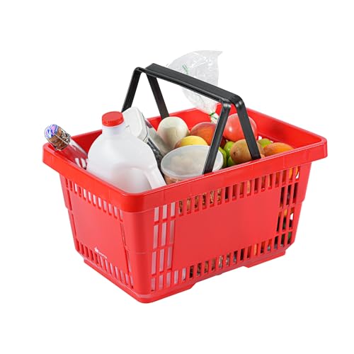 Restaurantware Plastic Shopping Basket, Red, with Plastic Handles - style: Plastic Handles