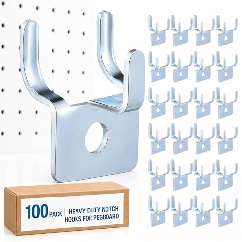 Tandefio 100 Pcs Pegboard Hooks, Picture Hangers for 1/8 & 1/4 in, Silver - color: Silver