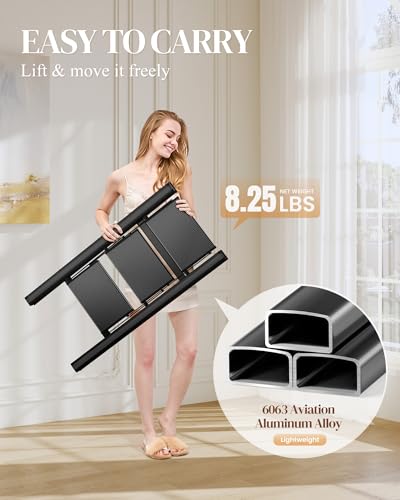 3 Step Ladder, Foldable Aluminum Step Stool with Anti-Slip Pedal - color: Black, size: 3 Step