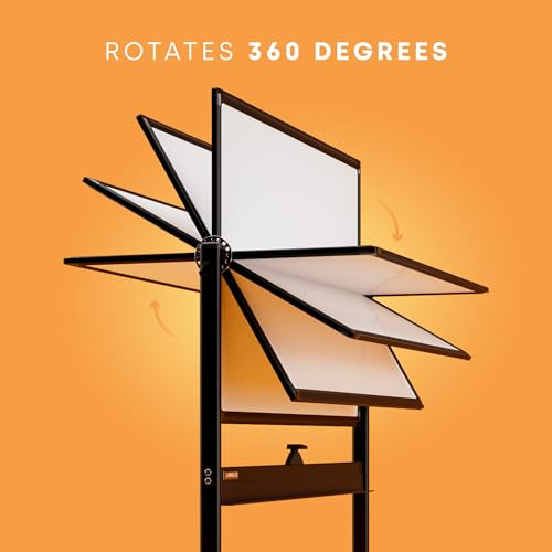 Kamelleo Rolling Whiteboard on Wheels 46" x 32", Double Sided White Board - color: Jet Black, size: 46x32