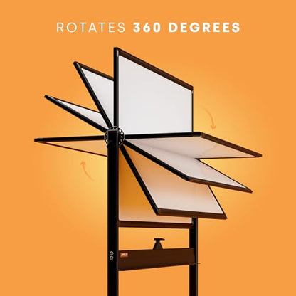 Kamelleo Rolling Whiteboard on Wheels 46" x 32", Double Sided White Board - color: Jet Black, size: 46x32