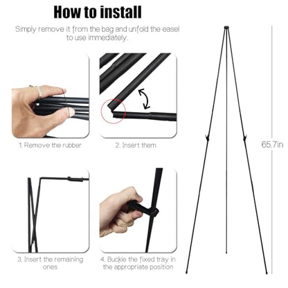 2 Pack Easel Stand for Wedding Sign & Poster, Adjustable Easels for Display - color: Black 2PC
