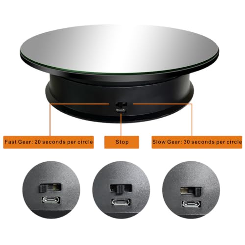 Motorized Rotating Display Stand 8 in, Adjustable Speed Revolving Turntable