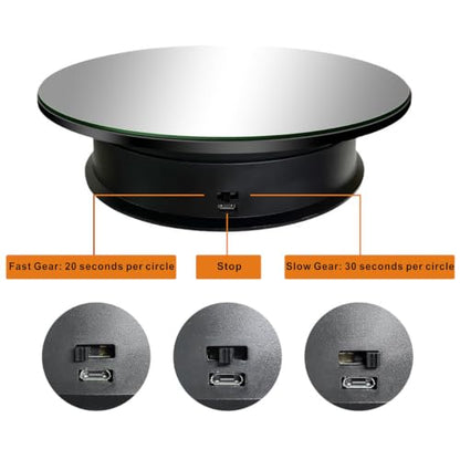 Motorized Rotating Display Stand 8 in, Adjustable Speed Revolving Turntable