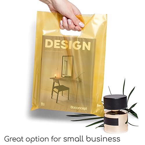 Choice Marts 100 Gold Plastic Bags With Handles 9x12 Merchandise Bags - color: Gold