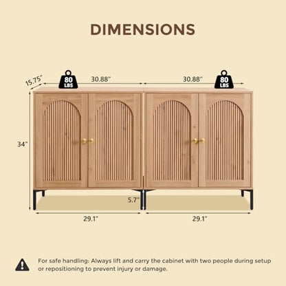 IFGET 61.75" W Modern Arched Sideboard Buffet Cabinet with Storage, Natural - color: Natural, size: 2 Pieces