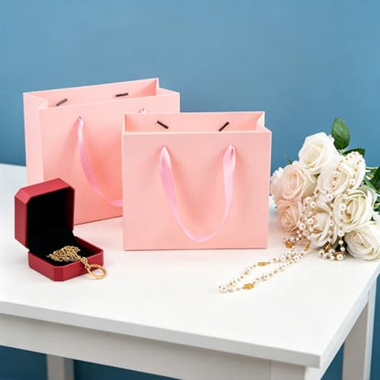 Ronvir 25pcs Small Pink Gift Bags with Handles,Party Favor Gift Bags - color: Pink