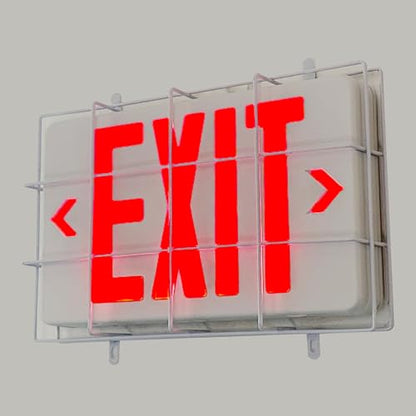 TANLUX Exit Sign with Steel Wire Guard, Wall Mounted Emergency Exit Light with Protective Cover - size: Exit Sign