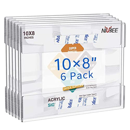 NIUBEE Acrylic Sign Holder 8x10 Wall Mount, Door Paper Flyer Display - size: 8x10"