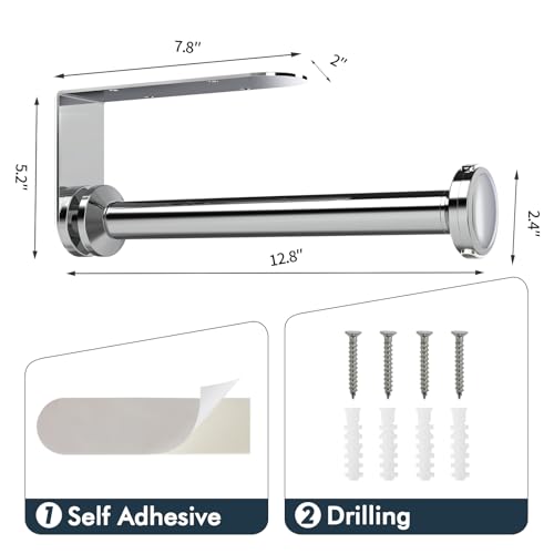 theaoo Paper Towel Holder Under Cabinet, One-Hand Tear, Wall Mount, Silver - color: Silver