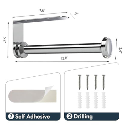 theaoo Paper Towel Holder Under Cabinet, One-Hand Tear, Wall Mount, Silver - color: Silver