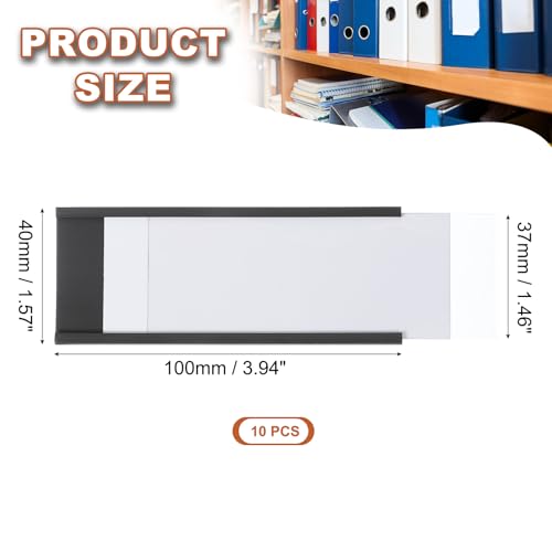 MECCANIXITY Magnetic Label Holders 3.94"x1.57" C Channel Rubber Magnetic with Clear Protectors & Paper for Metal Shelves Organize, Office File Cabinets Pack of 10 - size: 3.94"x1.57"