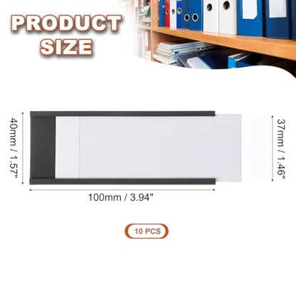 MECCANIXITY Magnetic Label Holders 3.94"x1.57" C Channel Rubber Magnetic with Clear Protectors & Paper for Metal Shelves Organize, Office File Cabinets Pack of 10 - size: 3.94"x1.57"