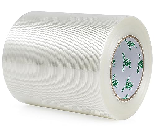 BOMEI PACK Wide Strapping Tape 6Inch, Heavy Duty Reinforced Packing Tape, Fiberglass Filament Tape 60yds 5.5Mil - size: 150mm x 60y/1roll