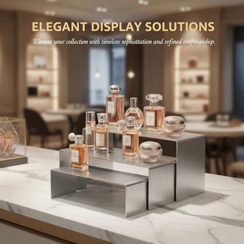 Display Stand Risers 3 Pcs, Stainless Steel - Brushed Nickel - color: Brushed Nickel