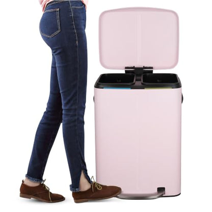 happimess Marco 10.6 Gal Double Bucket Step Trash Can, Blush Pink - color: Blush Pink