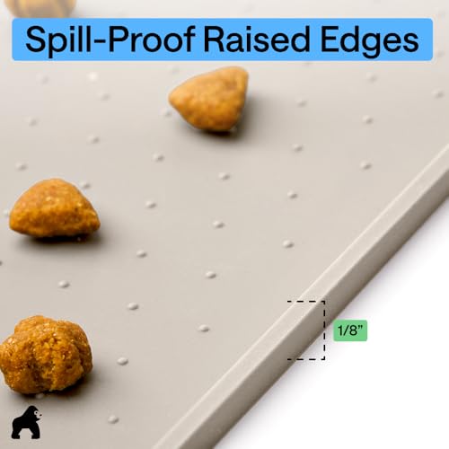 GORILLA GRIP Dog Food Mat, 100% Waterproof Silicone, 18.5x11.5 Beige - color: Beige, size: 18.5"l X 11.5"w
