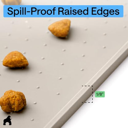 GORILLA GRIP Dog Food Mat, 100% Waterproof Silicone, 26x17 Beige - color: Beige, size: 26"l X 17"w