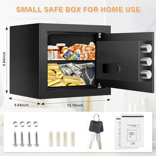 BUKUMO Small Safe for Home, Mini Safe Box for College Dorm Room - size: 1.0 Cub