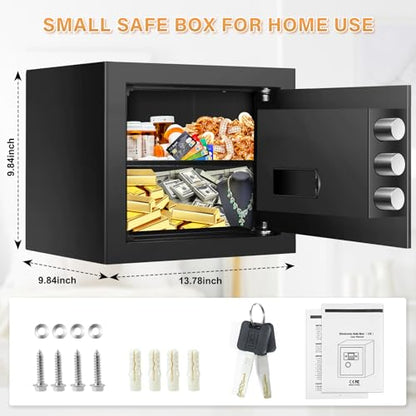 BUKUMO Small Safe for Home, Mini Safe Box for College Dorm Room - size: 1.0 Cub