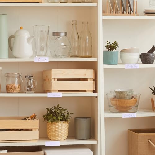 100 Pcs Plastic Label Holder with 100 Pcs Label Inserts, 3" L x1" H Clear Plastic Shelf Label Holder, Shelf Sign and Ticket Holder, Clips On to Shelves 5/8" to 3/4" Thick