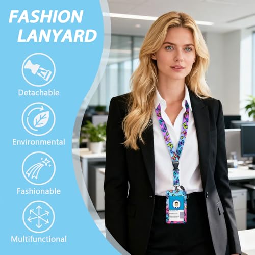 Gctriki Butterfly Lanyards for ID Badges, Badge Holder Retractable Clip - color: Butterfly
