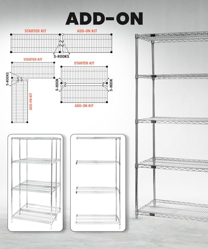 Quantum Storage Systems WR74-2454C-5 Starter Kit Wire Shelves Chrome 5 Shelves 74" H x 54" W x 24" D - size: 74H x 54W x 24D