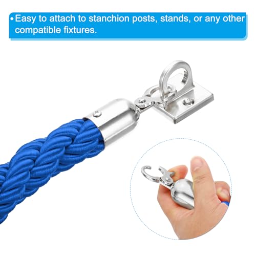 PATIKIL Stanchion Rope, 1.2m/3.9Ft Barrier Rope Twisted Post Ropes for Posts Stands Queue Divider Crowd Control of Hotel, Blue Silver - color: Blue, Silver, size: 3.9Ft