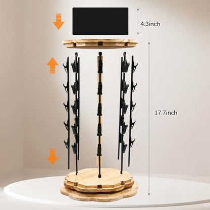 Chip Rack Display Stand 5 Tiers 40 Clips Snack Organizer With Message Board Rotating Potato Chip Rack Display Stand with Wooden Base Chip Holder for Party Retail Concession Countertop