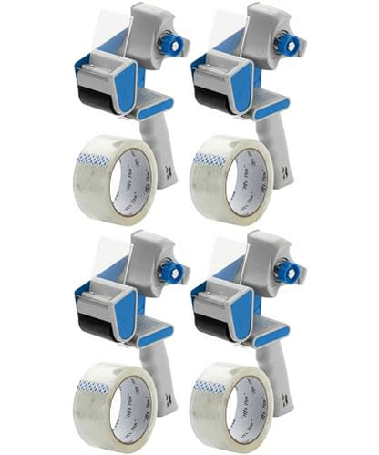 Mr. Pen- Packing Tape Dispenser Gun 2-Inch, Blue, 4 Pack with 4 Rolls Tape - color: Blue, size: 4 Pack