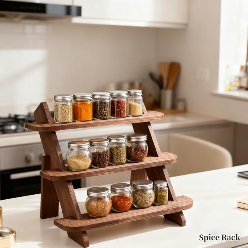 Wooden Display Stand, Tiered Cupcake Stand, 3 Tier Display Stand Riser - color: Walnut-3Tier