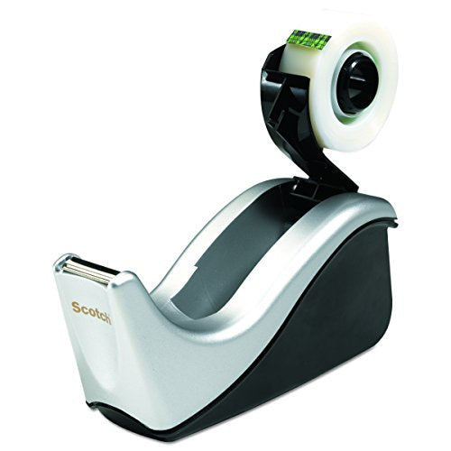 Scotch Desktop Tape Dispenser, Silvertech Two-Tone (C60-ST) (Pack of 2) - size: 1 Count (Pack of 2)