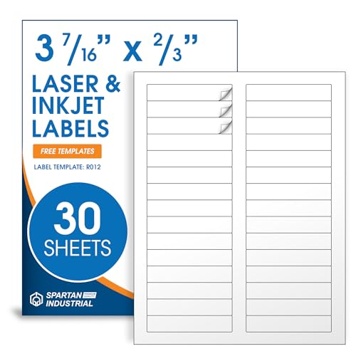 3 7/16" X 2/3" Matte White Printable Labels (30 Sheets, 900 Stickers) File - size: 3-7/16" X 2/3"