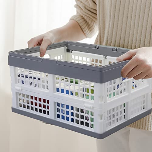 Teyyvn 2-Pack Collapsible Crate with Handle, Grocery Shopping Baskets - size: 15 L, style: collapsible crate with handle