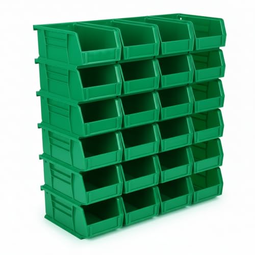 HE HUDSON EXCHANGE 7.5" x 4" x 3" (24 Pack) Plastic Stackable Storage Bin, Green - color: Green, size: 24 Pack