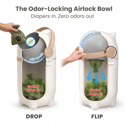 iTouchless Odor-Block Dog Poop Can, 4 Gal Ag+ Silver Ion Trash Bin, Ivory - color: Matte White / Ivory