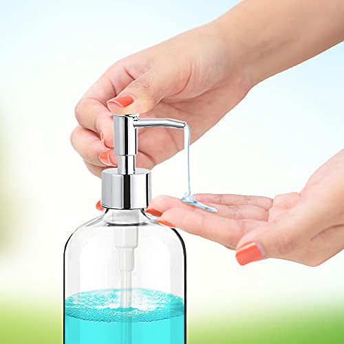 Clear Soap Dispenser with Rust Proof Pump, Waterproof Labels (2 Pack,16 Oz), Plastic Hand Soap Dish Soap Dispenser for Kitchen Bathroom - color: Clear 2 Pack