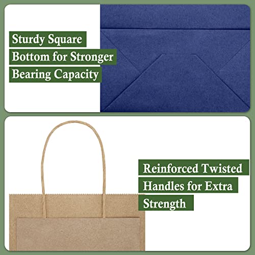 SHOPDAY Navy Blue Paper Bags with Handles 16x6x12, 25 Pack Large Kraft Bags - color: Navy Blue