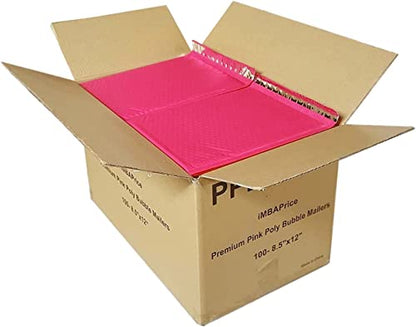 iMBAPrice 8.5x12 Inches Hot Pink Color Polybubble Bag, 100-Pack Medium Size #2 Self Seal Poly Bubble Mailers Padded Packing Envelopes (Total 100 Bags) - color: Pink Poly Bubble, size: 8.5"x12" Poly (100 Envelopes) Value Pack
