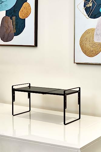 Nxconsu Cabinet Shelf Riser, Adjustable Cabinet Organizer, 12" Deep Black - color: Black, size: 12’’D * 13.8-24.8’’W * 9.7’’H