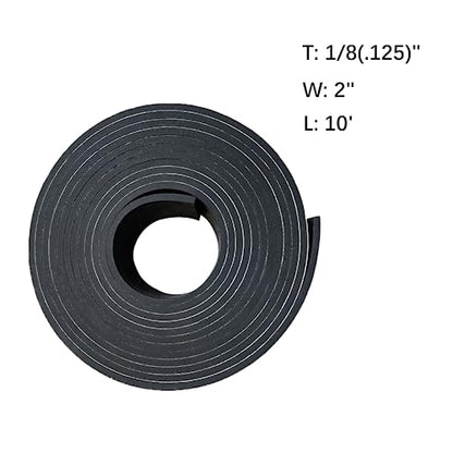 Solid Rubber Strips with Adhesive 1/8 (.125)" Thick X 2" Wide X 10'Long - size: 2"X10'X1/8, style: With Adhesive