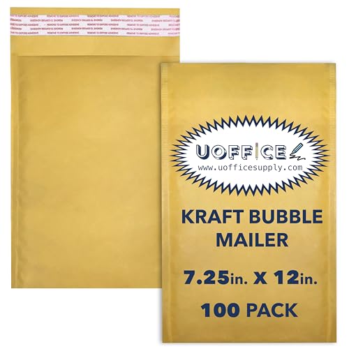 Kraft bubble mailers. Shipping and mailing envelopes pack- 100, #1-7.25" x 12" - size: #1 - 7.25" x 12"