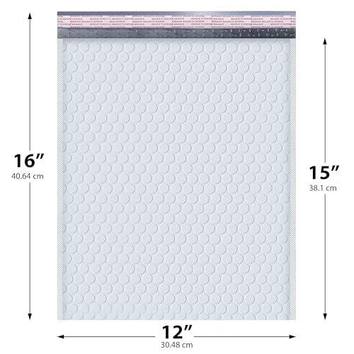 Bubble Mailers 12x15, Self Seal Poly Padded Envelopes, 50 Pack - color: White, size: 12"x15" / 50 Pack