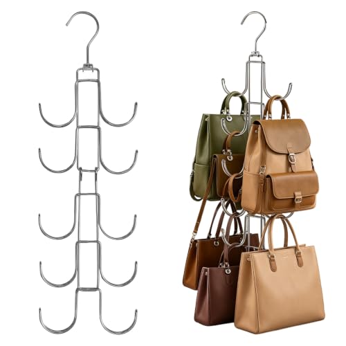 Silver Hat Organizer for Closet Collapsible Metal Purse Organizer - color: Silver