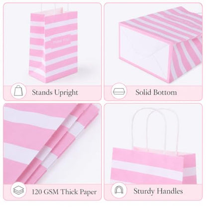 Small Gift Bags with Handles,50pcs Kraft Paper Bags,Thank You,Pink - color: Pink Thank You