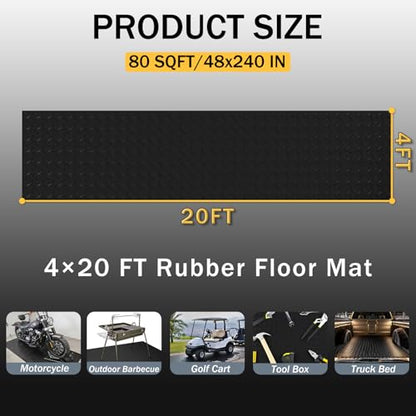 StellarStar 4x20 FT Garage Floor Mat, 2.8mm Thickened PVC Diamond Plate - color: Black, size: 4x20 FT