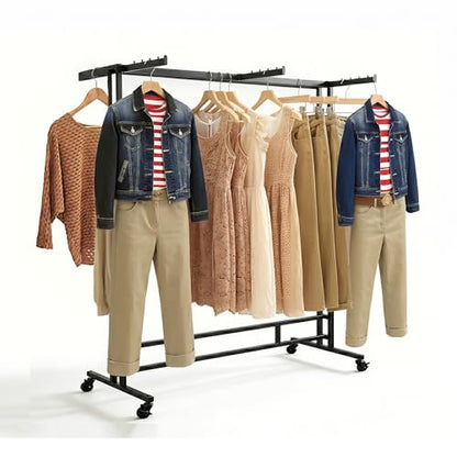 Floor Standing Metal Garment with Wheels (A-58.9in) - size: A-58.9in