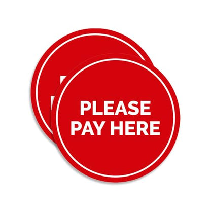 Signs ByLITA Circle Pay Here Sign (Red) - Small (2 Pack) - color: Red, size: 4" - Small (2 Pack)