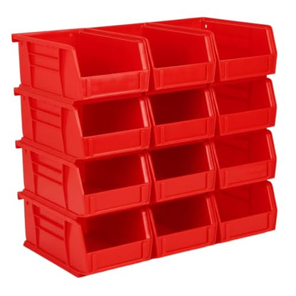 HE HUDSON EXCHANGE 7.5" x 4" x 3" (12 Pack) Plastic Stackable Storage Bin, Red - color: Red, size: 12 Pack